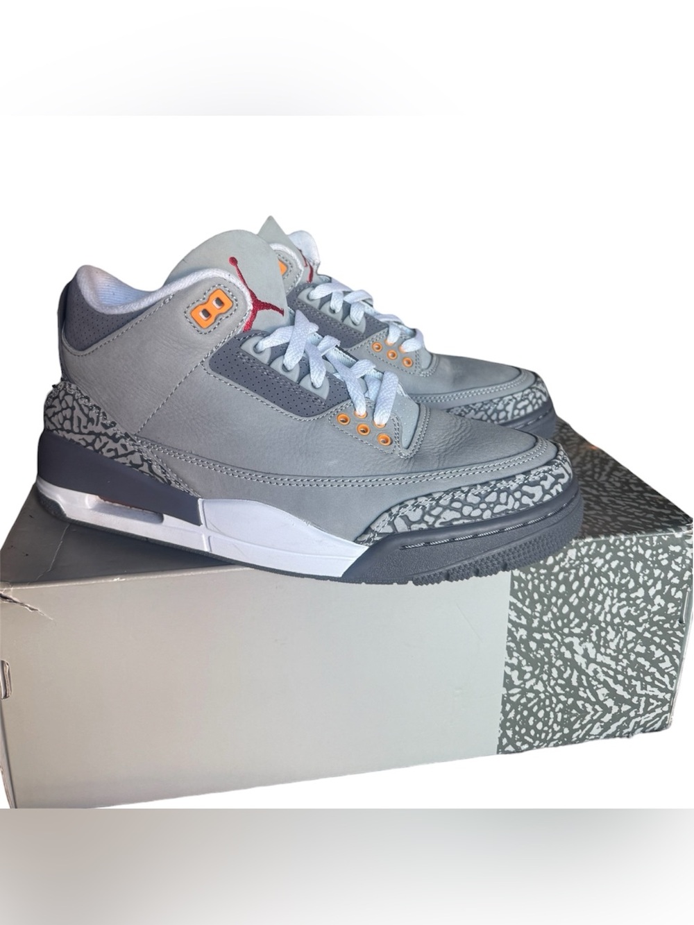 Jordan Grey Sneakers with Orange Accents
